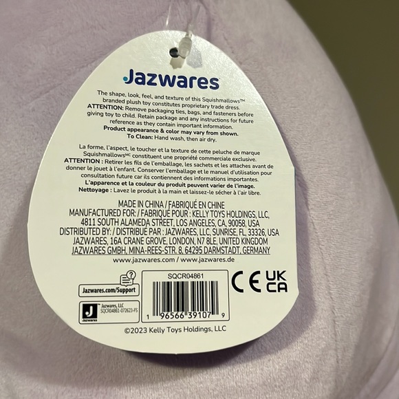 BNWT HANNA 🦛 Purple Hippo Original Squishmallows by Kelly Toy ☆》NWT《☆ 12 inch - Picture 3 of 6